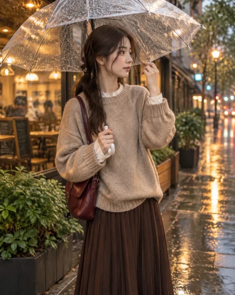 Portrait au Café par Après-Midi Pluvieux