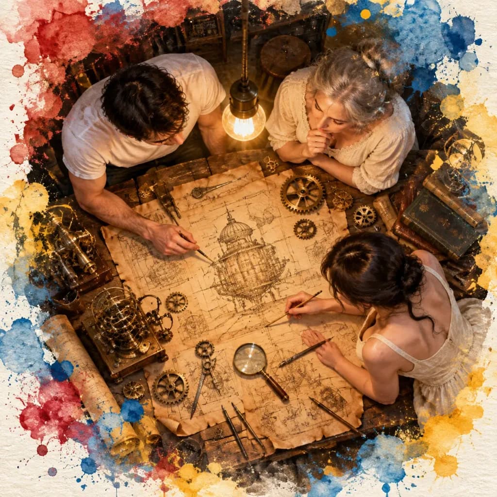 Aerial Steampunk Inventor Workshop