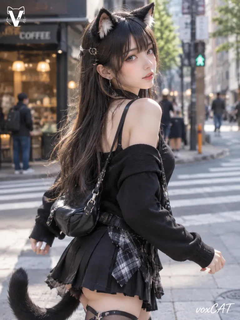 写実的ストリートスナップ風キャラクター肖像