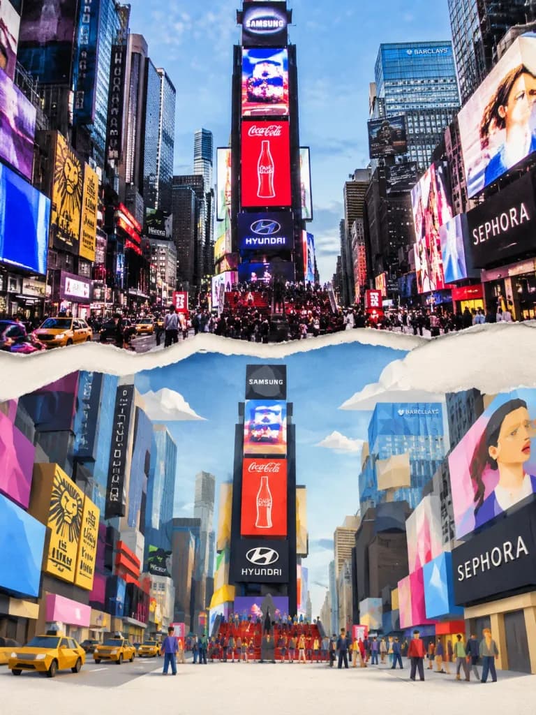 破れ紙の都市風景スプリットポスター