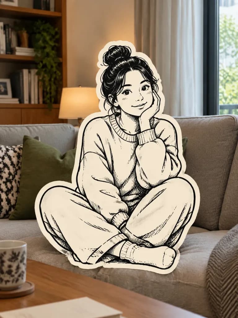Monochrome Doodle Sticker on Photo