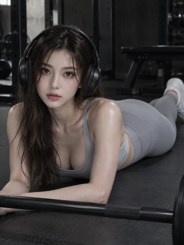 Woman Resting on Gym Floor
