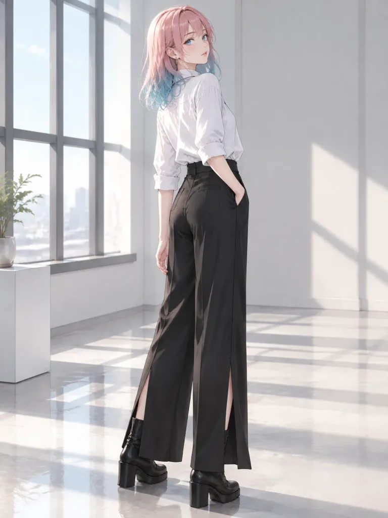 Anime Fashion Girl in Minimalist Studio