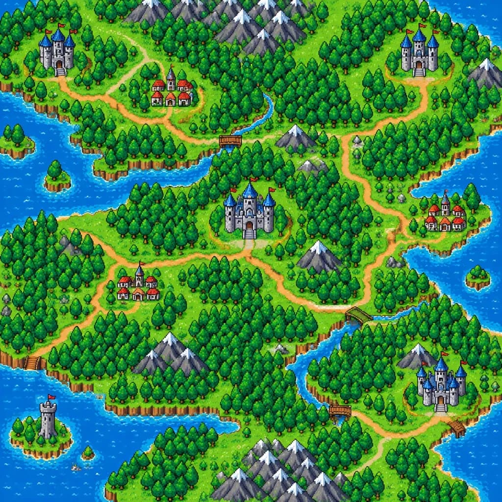 Seamless Retro Pixel Game Map Tile