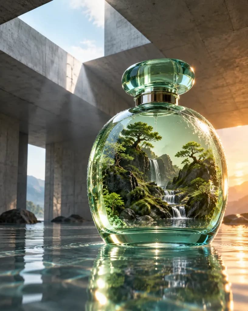 Brutalist Terrarium Glass Perfume Bottle