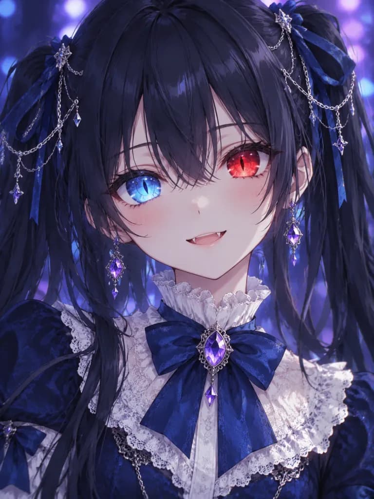 Heterochromatic Anime Girl in Victorian Dress