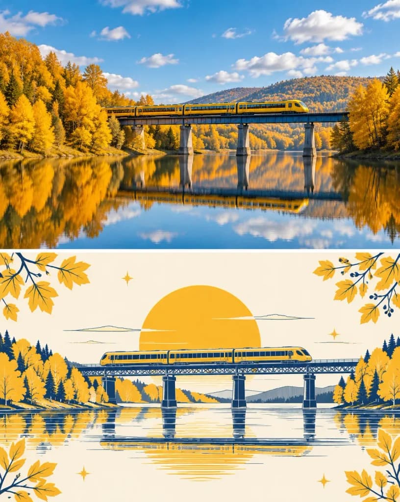 Dual-Style Scenic Train Travel Poster