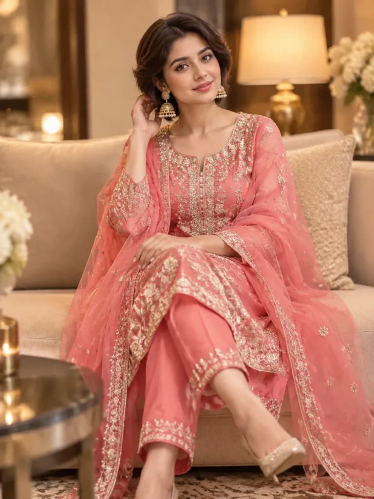Elegant South Asian Woman in Shalwar Kameez
