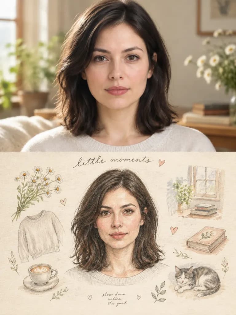 Photo to Illustrated Memory Board Poster