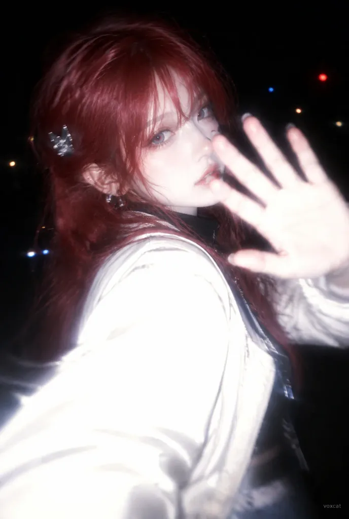 Dreamcore Night Flash Snapshot Portrait