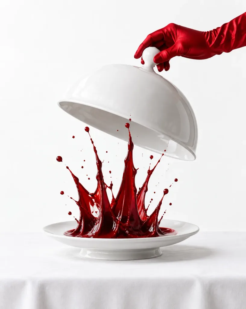 Surreal Cloche with Spiked Crimson Liquid