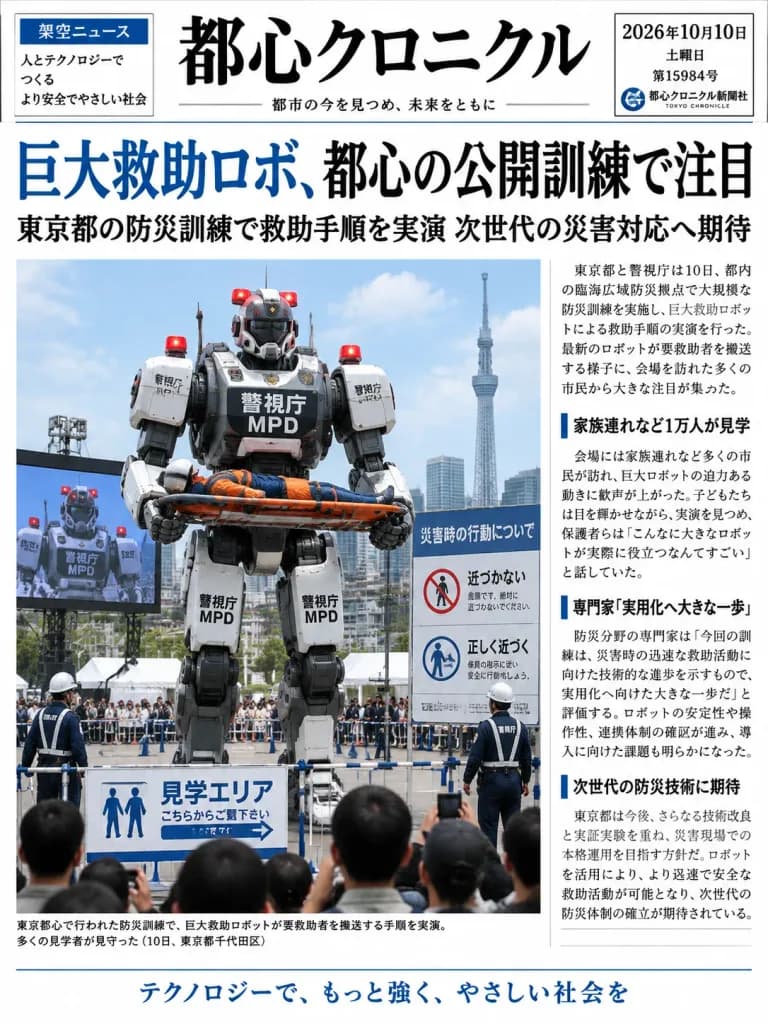 Japanese Newspaper Front Page Rescue Mech