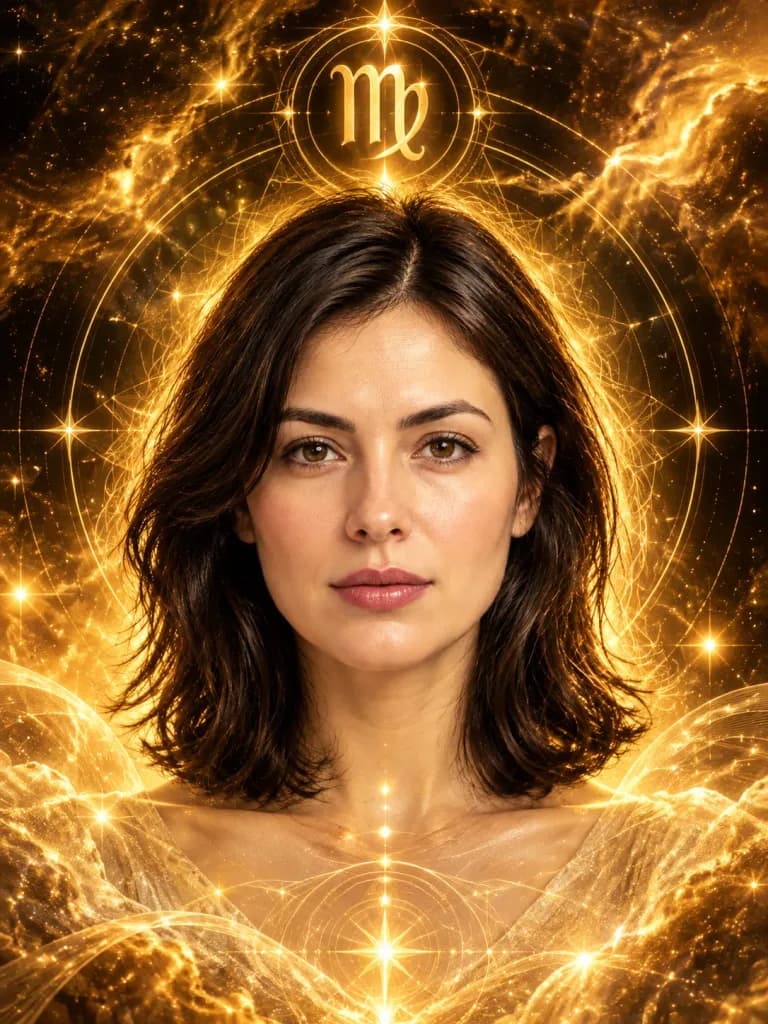 Cosmic Zodiac Portrait with Sacred Geometry