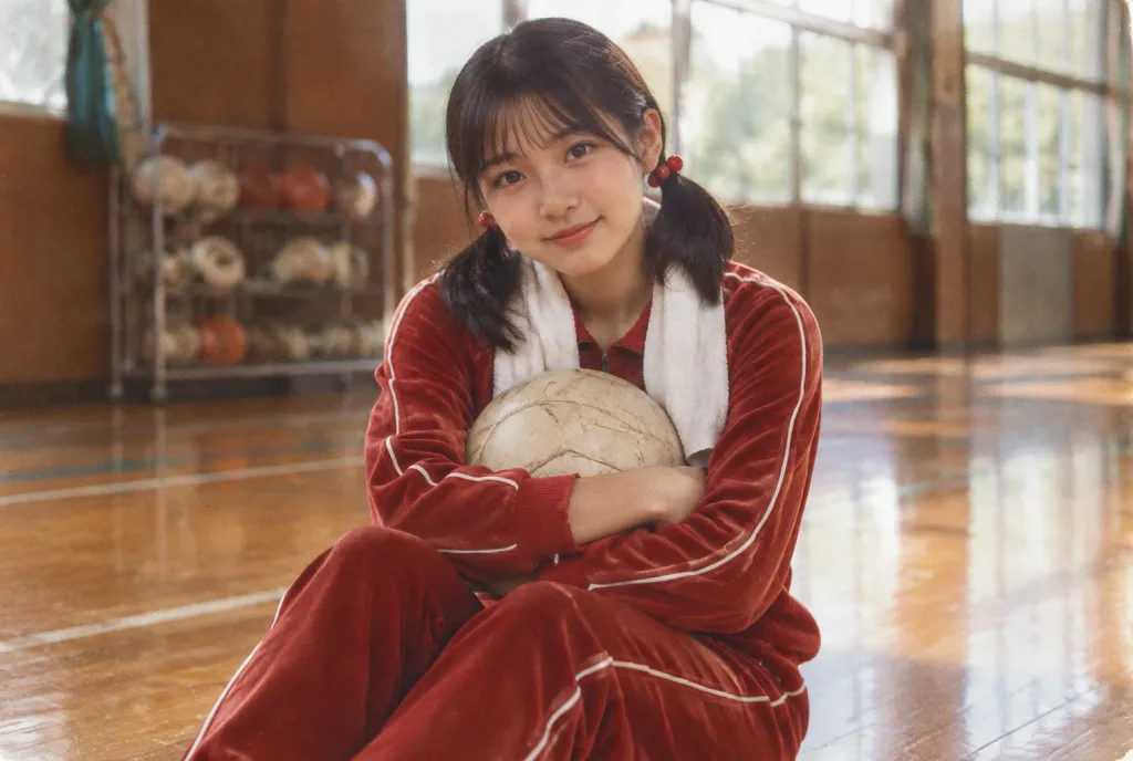 Vintage Showa Gym Girl Portrait