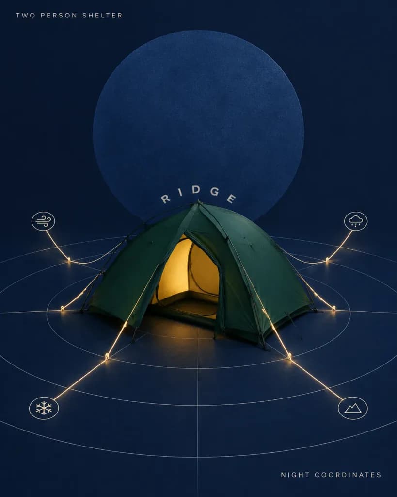極簡夜光座標露營帳篷海報