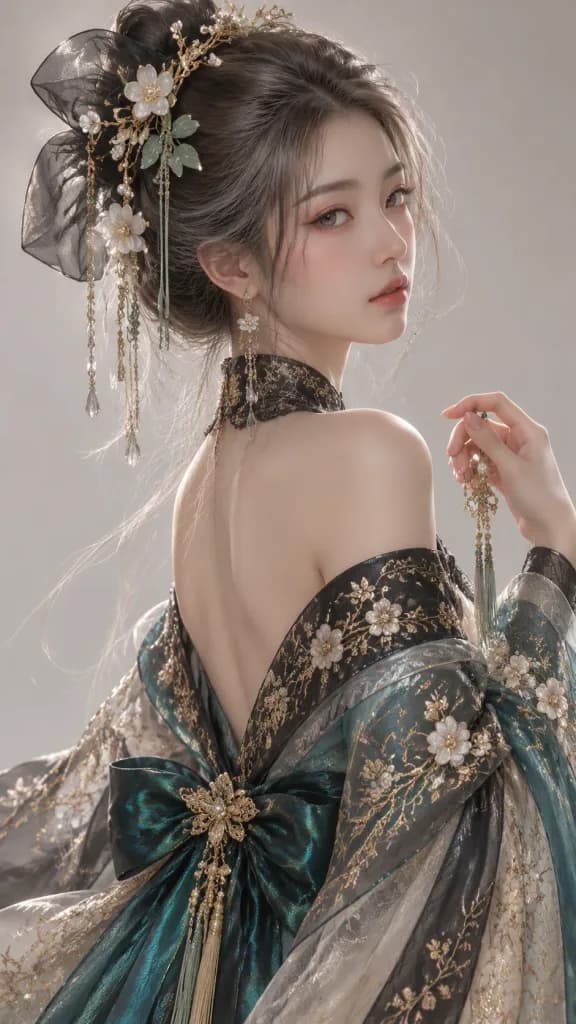 東洋幻想の古典漢服スタジオポートレート