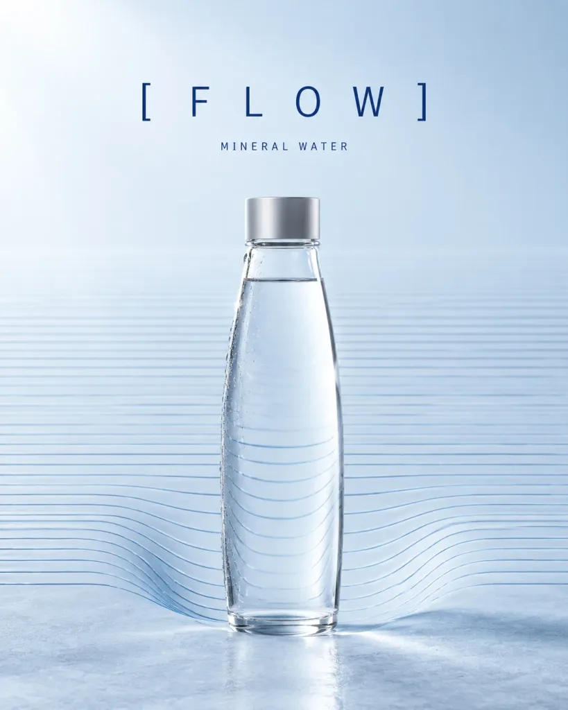 Poster Minimalis Air Mineral Refraksi Kontur