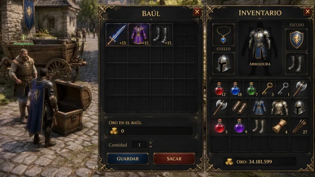 Medieval MMORPG Inventory and Storage Interface
