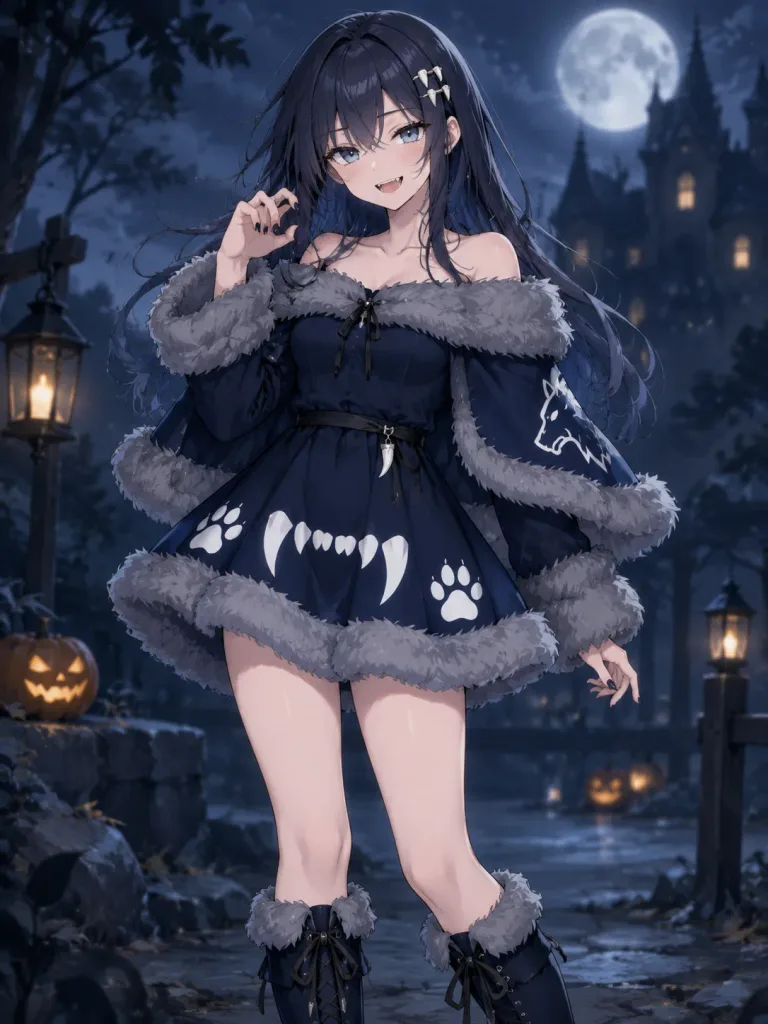 Personaggio con Abito da Lupo di Halloween
