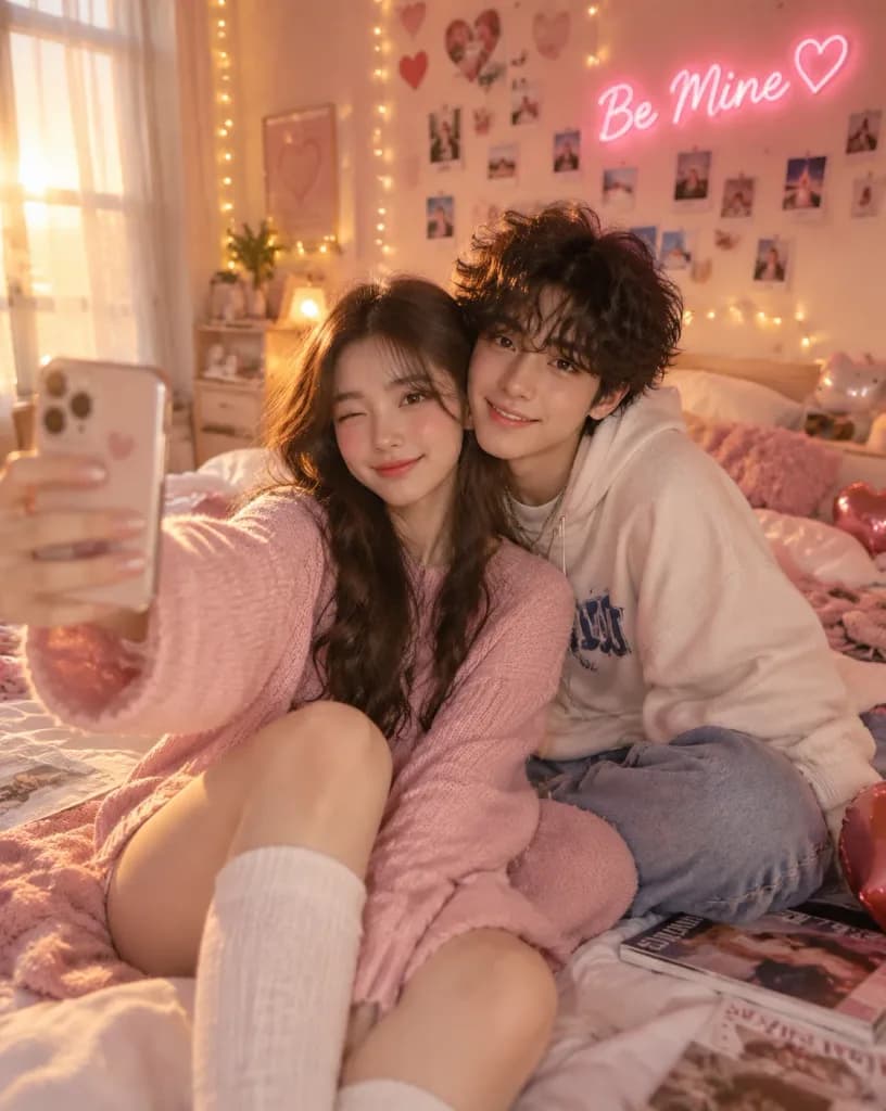 Gen-Z-Paar Valentinstag Schlafzimmer-Vlog