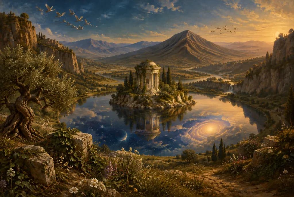 Surreal Valley in Renaissance Oil Style