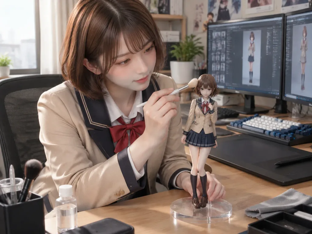 Cleaning a Miniature Figure of Herself