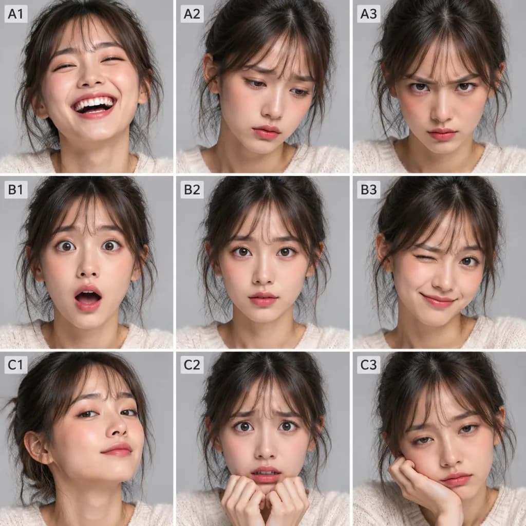 Character Nine Expression Grid Sheet