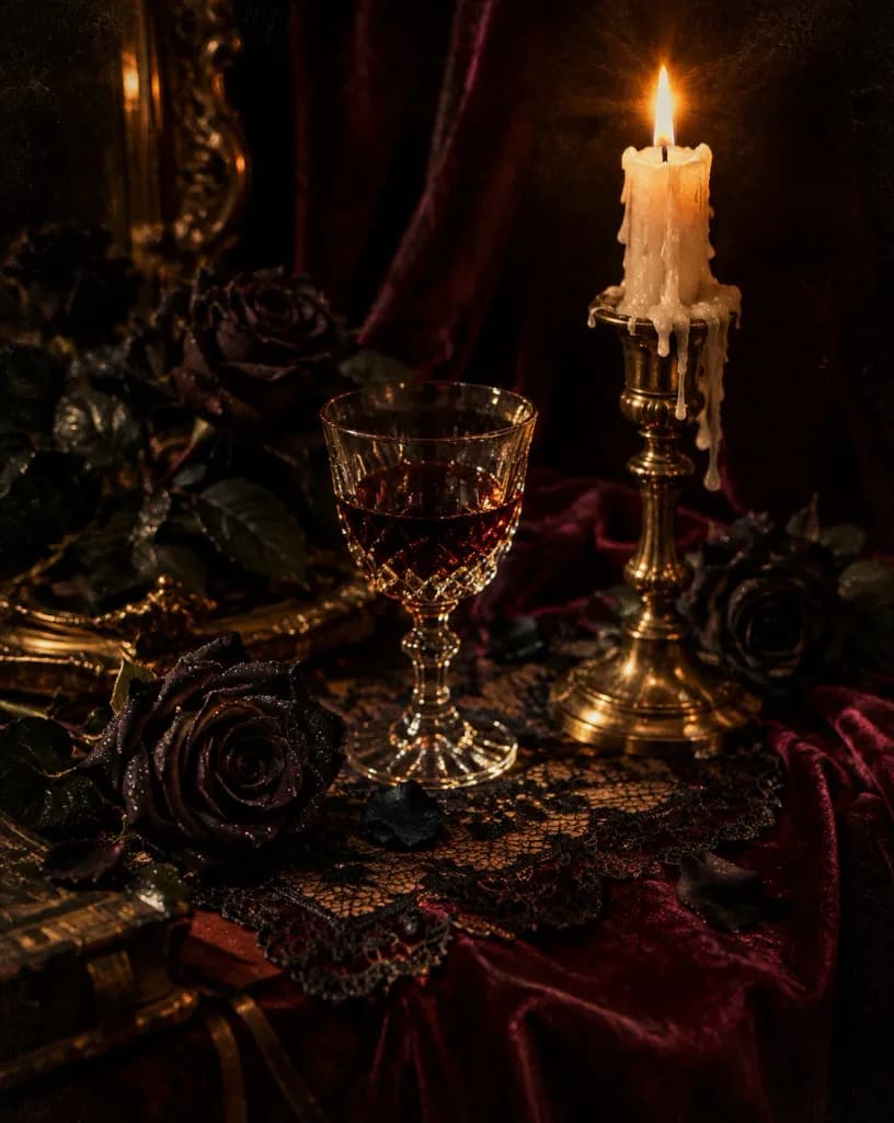 Dark Romantic Baroque Tabletop Still Life