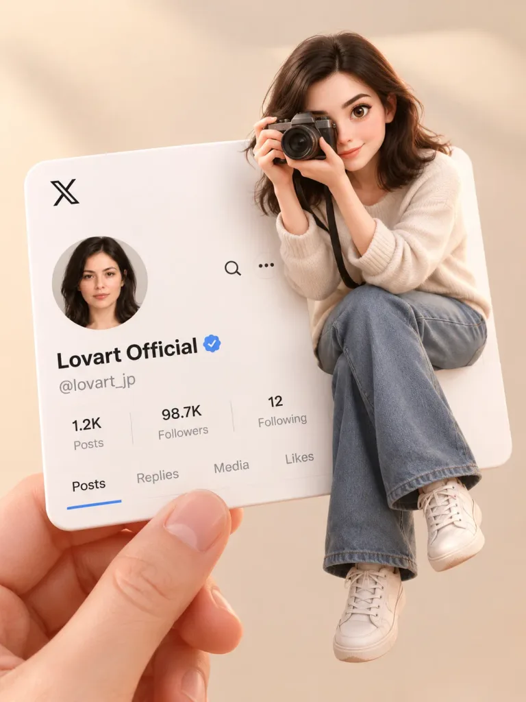 3D Character on Social Media Profile Card