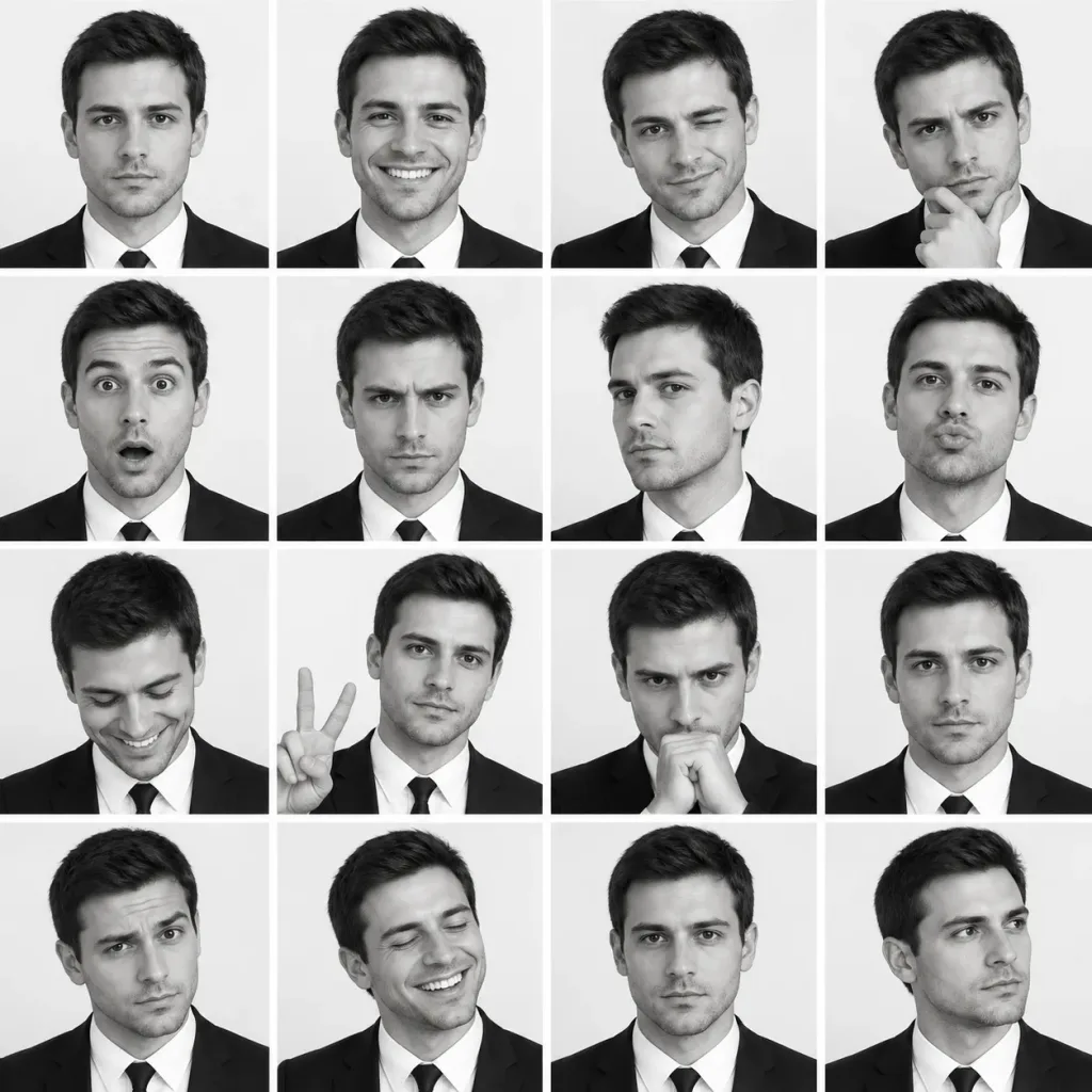 Black and White Expression Grid Portrait