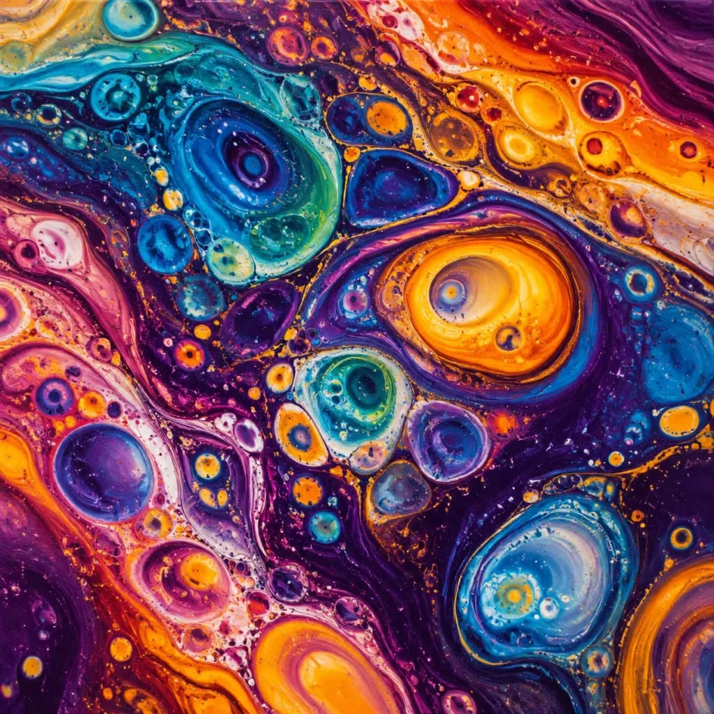 Abstract Fluid Pour Acrylic Cells