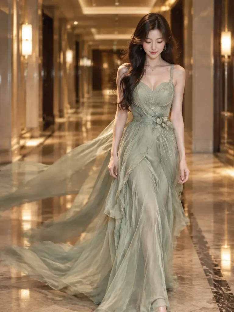 High-Fashion Silk Dress Motion Walk