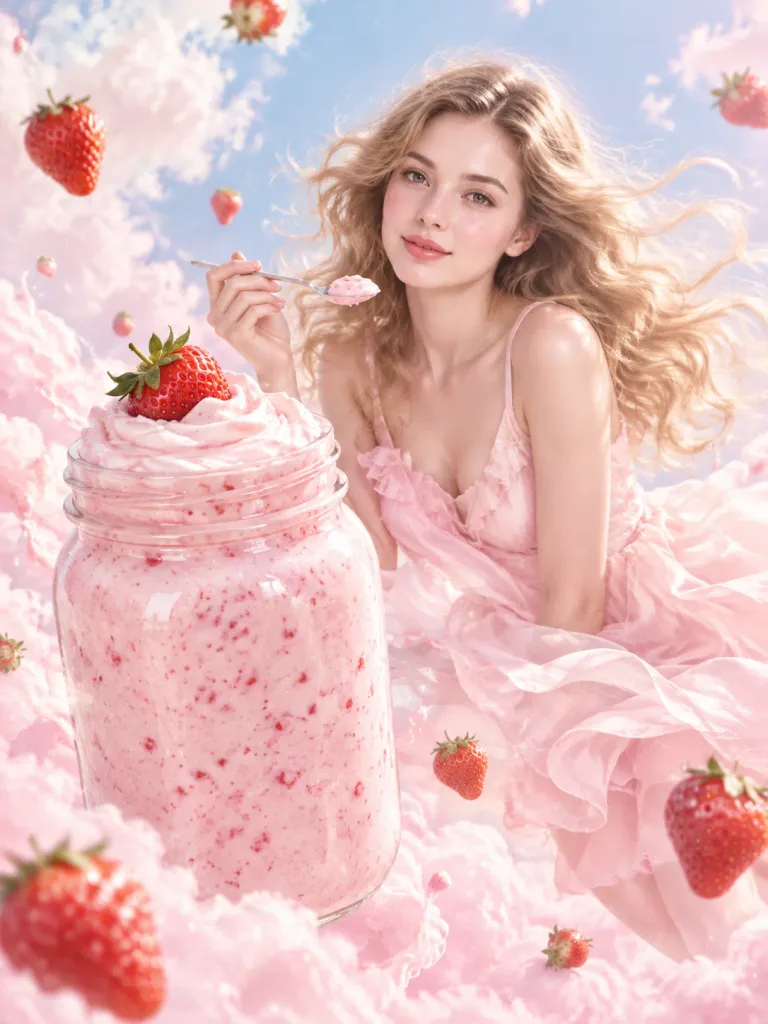 Dreamy Strawberry Yogurt Commercial Concept