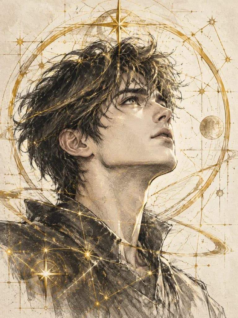 Technical Celestial Crosshatch Portrait