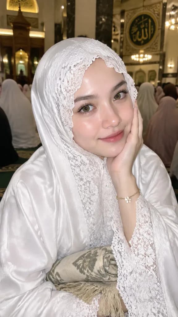 Close-Up Portrait of Muslim Woman in Mosque