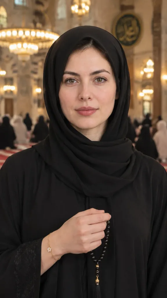 Muslim Woman Portrait Inside Mosque