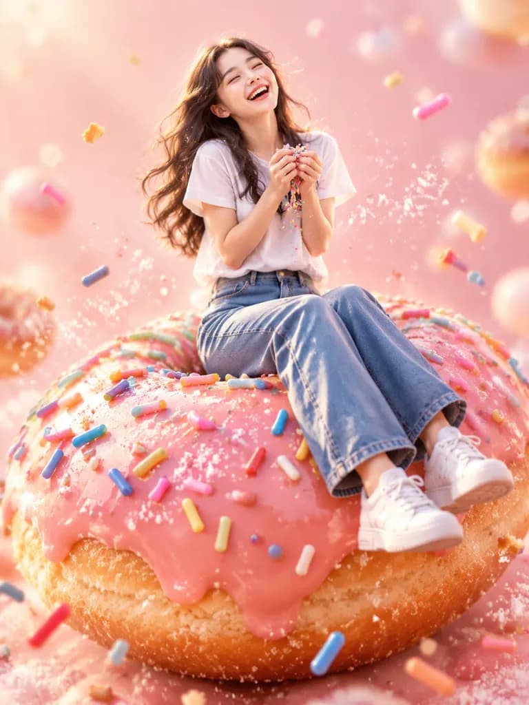Retrato Fantástico con Comida Gigante