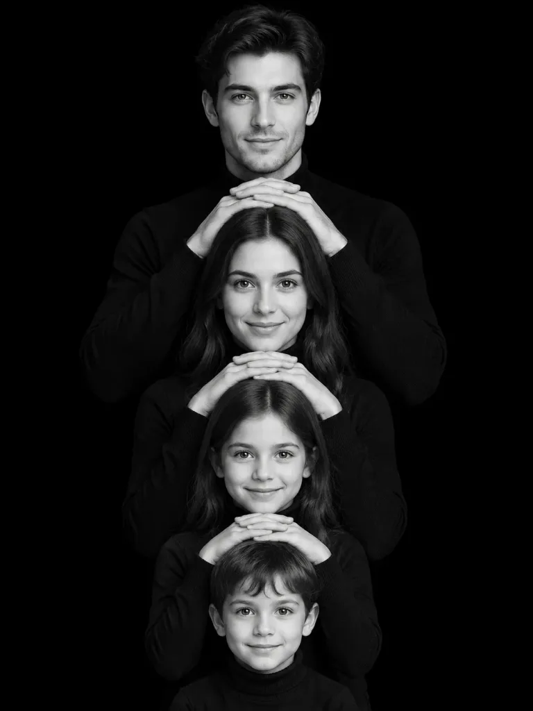 Symmetrical Vertical Studio Family Portrait