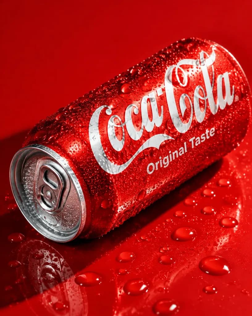 Foto di Prodotto di Lattina di Soda Rossa con Condensa