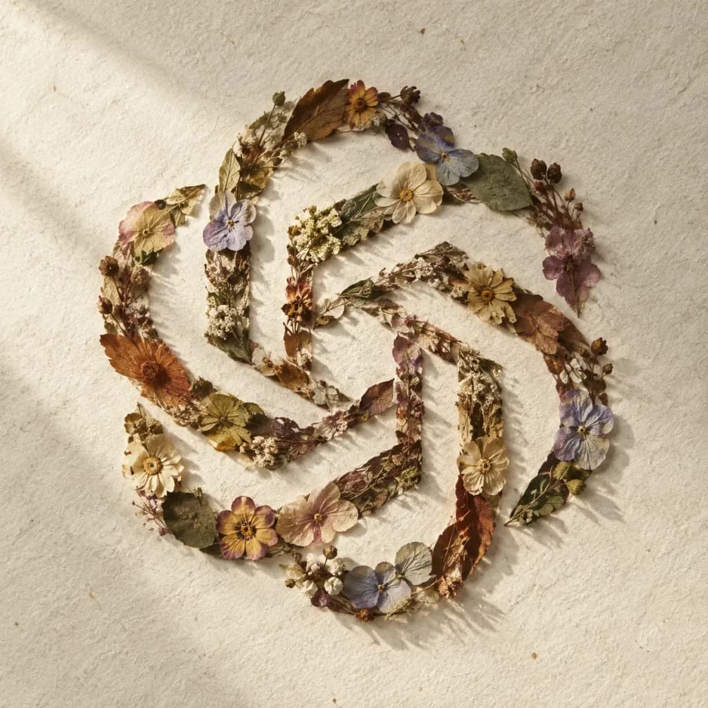 Pressed Flower Botanical Logo Flat Lay