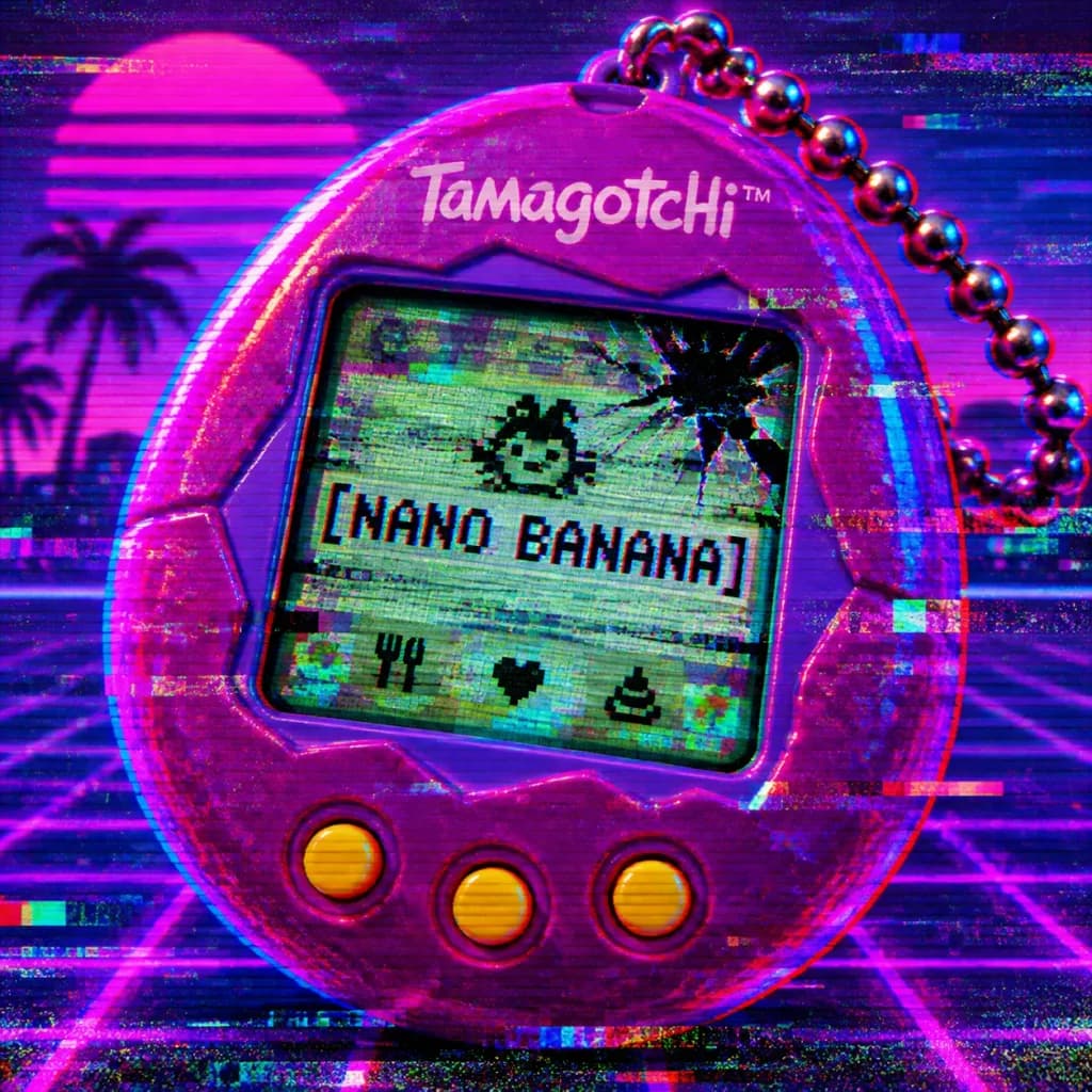 Глитч-арт тамагочи из 1990-х