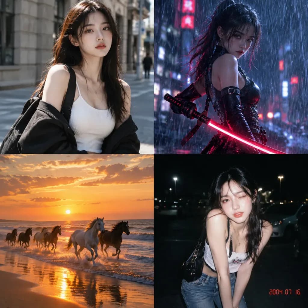 4분할 다중 씬 비주얼 쇼케이스