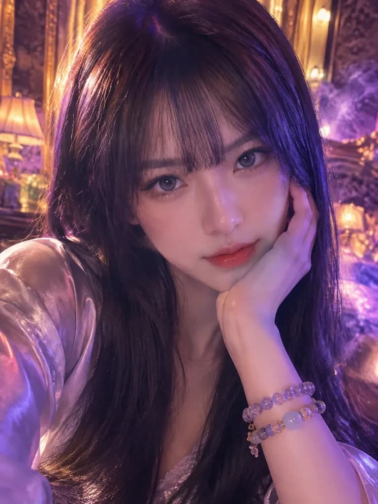 Portrait Esthétique K-Pop Ambiance Violette