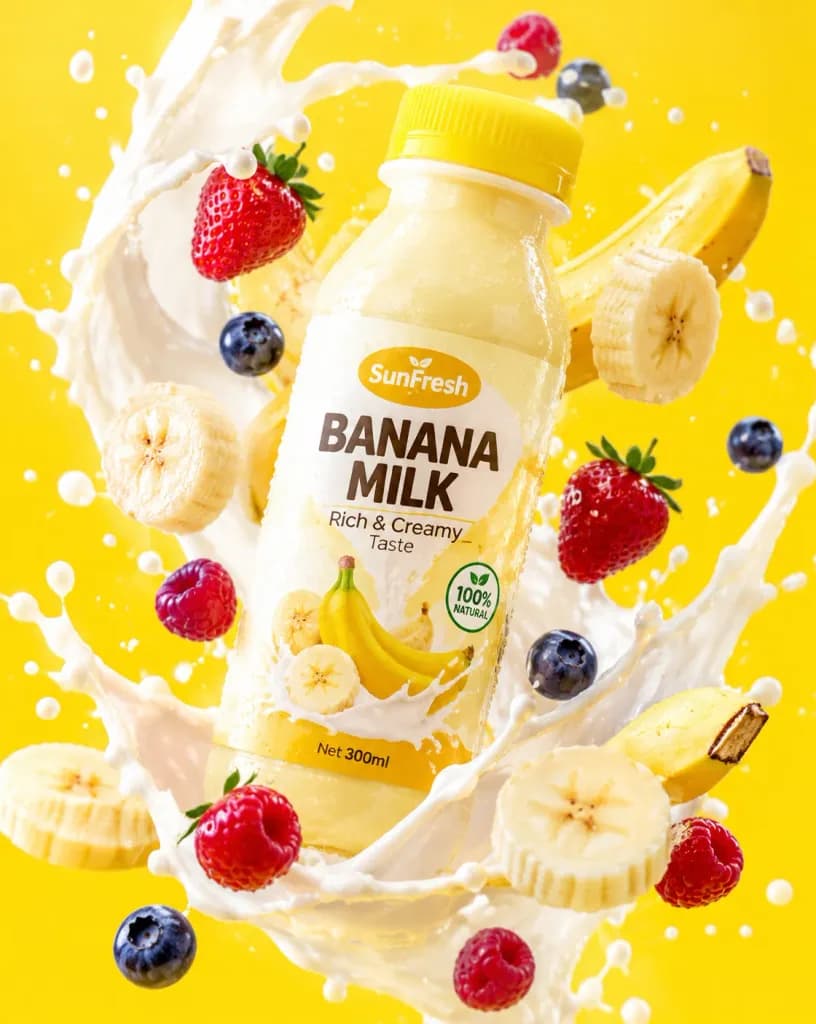 Banana Milk Commercial Splash Photography