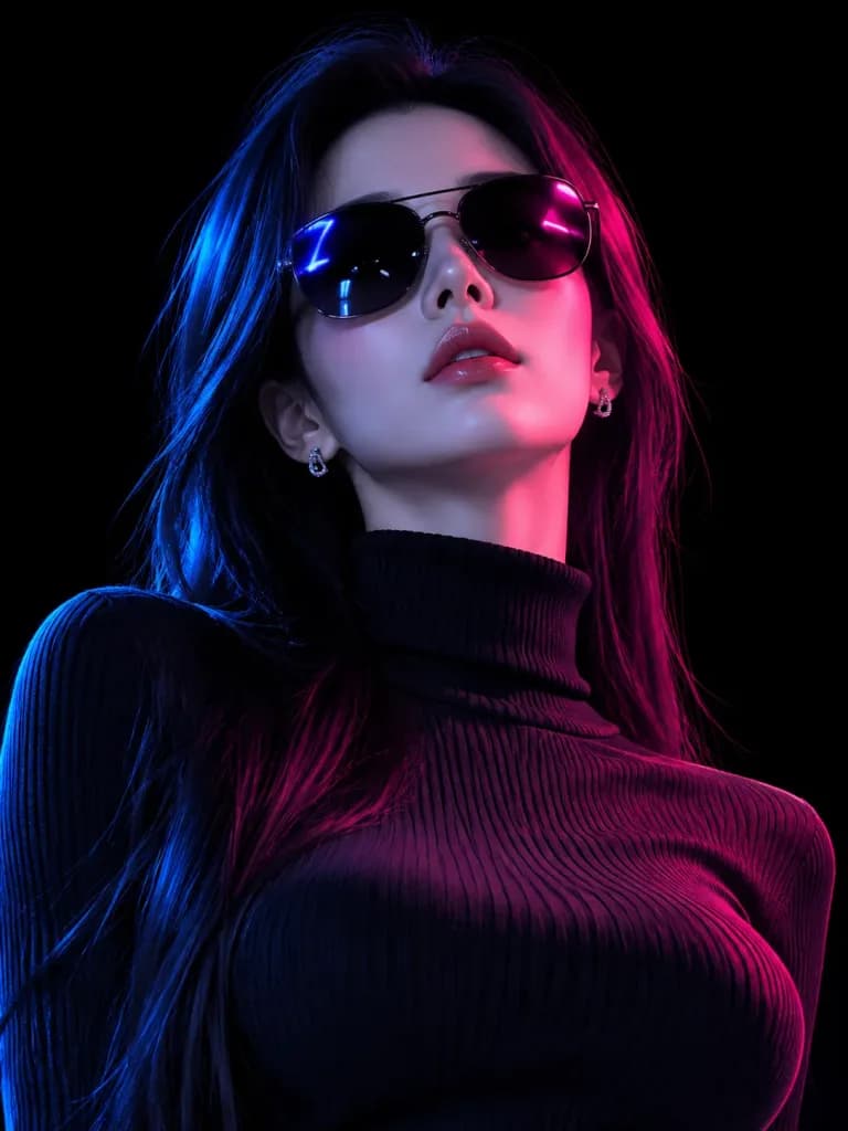 Cyber-Noir Minimalist Studio Portrait