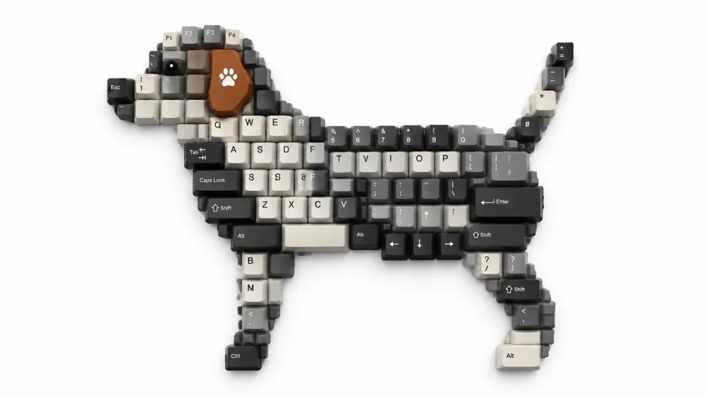 Dog Silhouette Made of Keyboard Keycaps