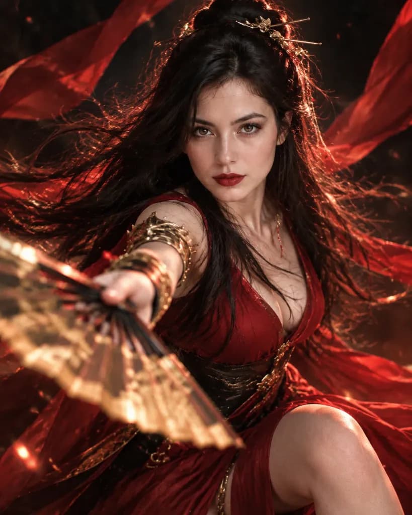 電影感紅衣女武神時尚大片