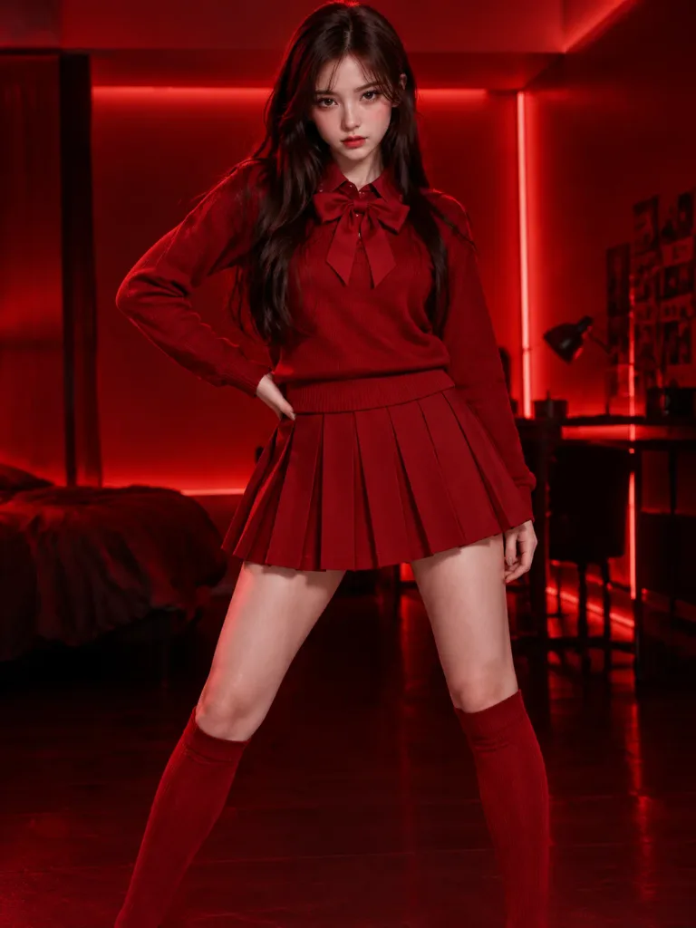 Monochromatic Red Fashion Studio Portrait