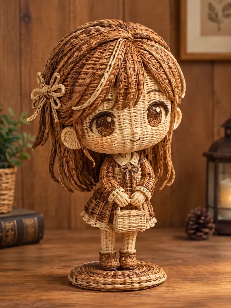 編み籐のカリカチュアフィギュア
