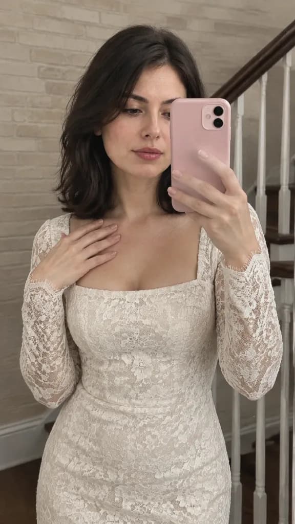 Lace Gown Mirror Selfie Portrait